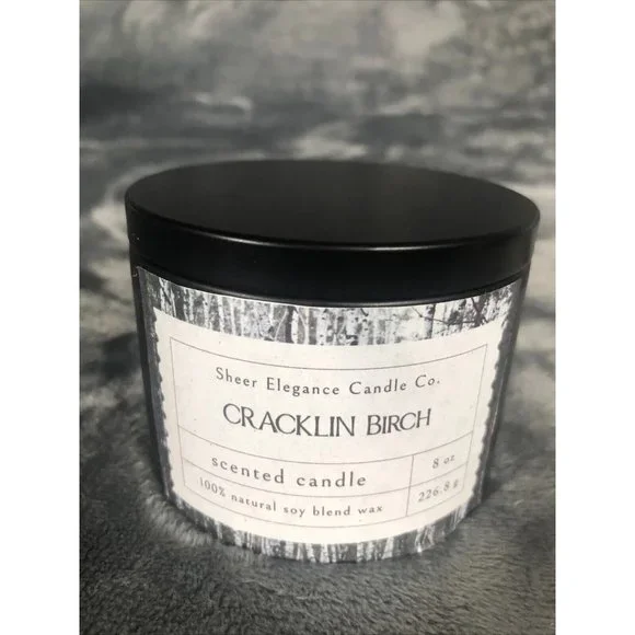 Coconut Soy Blend Candle Hand Poured  Scented Cracklin Burch 8 Ounce Tin - Picture 3 of 3